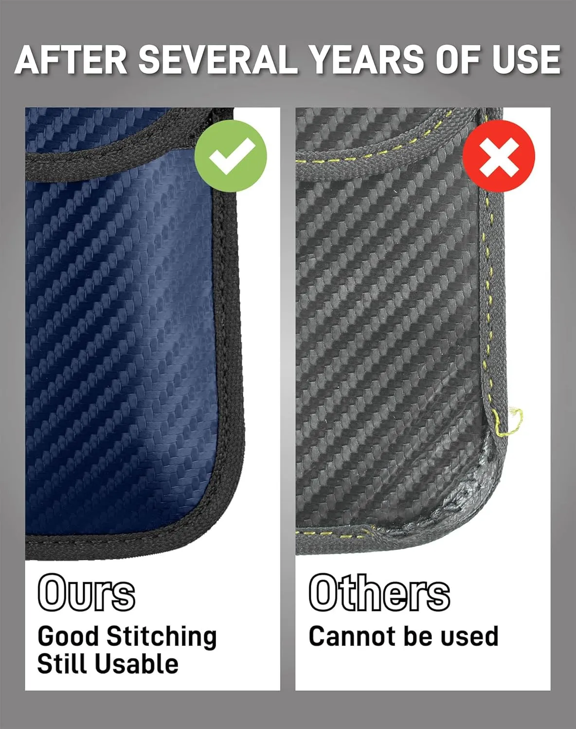 Upgraded Faraday Bag for Key Fob (2 Pack), Premium Faraday Key Fob Protector Car RFID Signal Blocking, Car Security Protection, Anti-Theft Pouch, Anti-Hacking Case Blocker Blue
