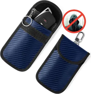 Upgraded Faraday Bag for Key Fob (2 Pack), Premium Faraday Key Fob Protector Car RFID Signal Blocking, Car Security Protection, Anti-Theft Pouch, Anti-Hacking Case Blocker Blue