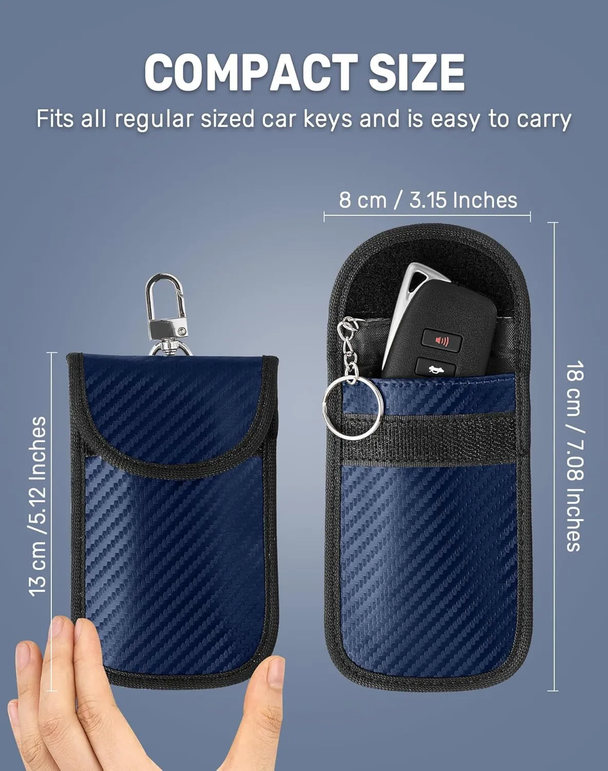 Upgraded Faraday Bag for Key Fob (2 Pack), Premium Faraday Key Fob Protector Car RFID Signal Blocking, Car Security Protection, Anti-Theft Pouch, Anti-Hacking Case Blocker Blue