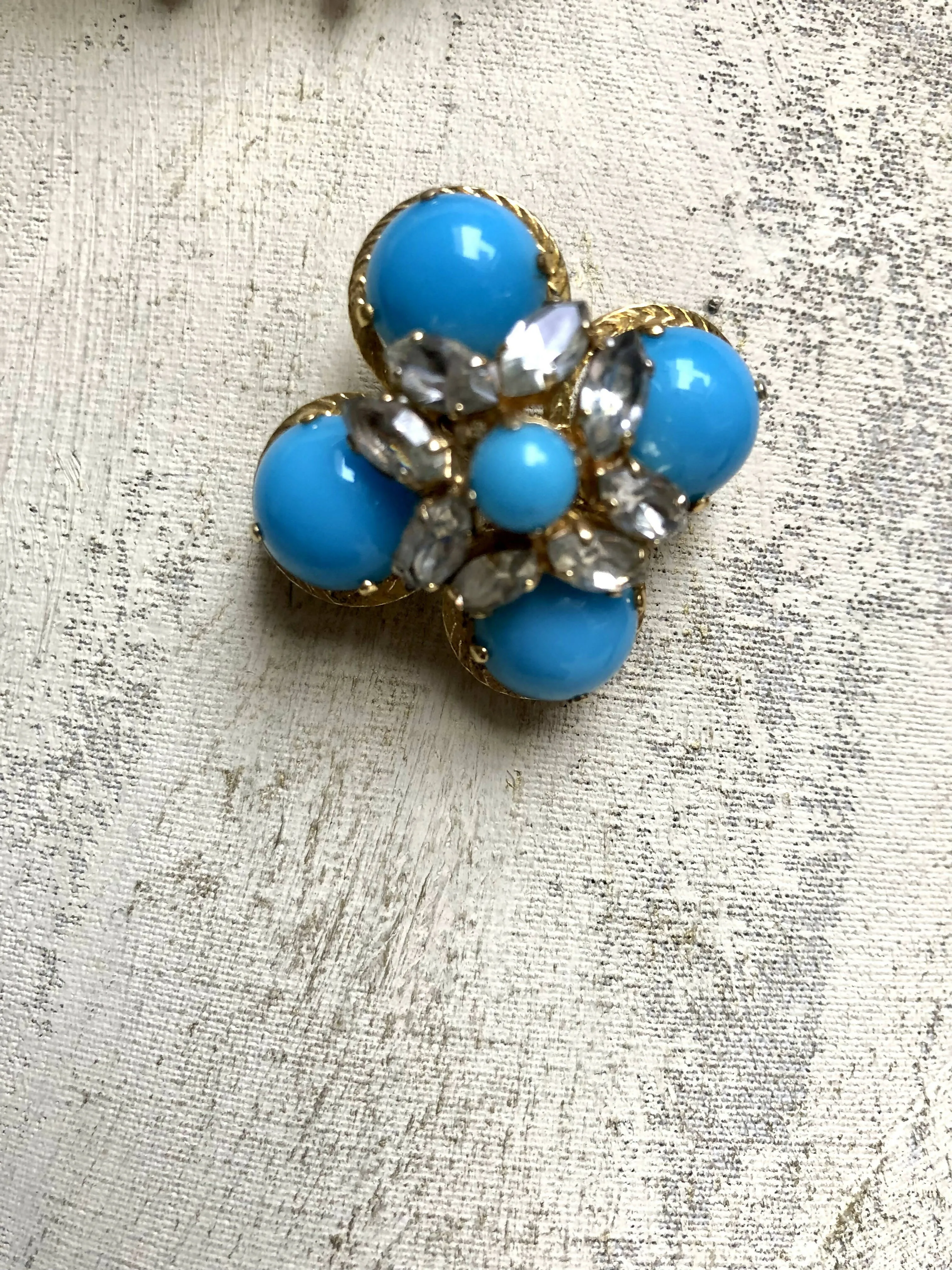 Vintage 1968 Christian Dior Cabochon & Rhinestone Brooch, rare collectible