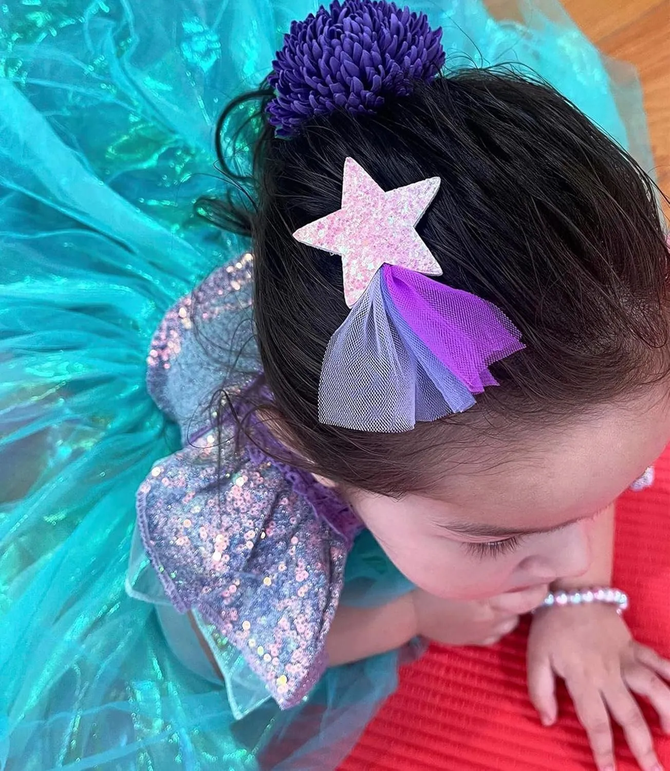 VORLITS Little Girls Mermaid Costume Dress for Girls Princess Costume Dressed Up Party with Accessories