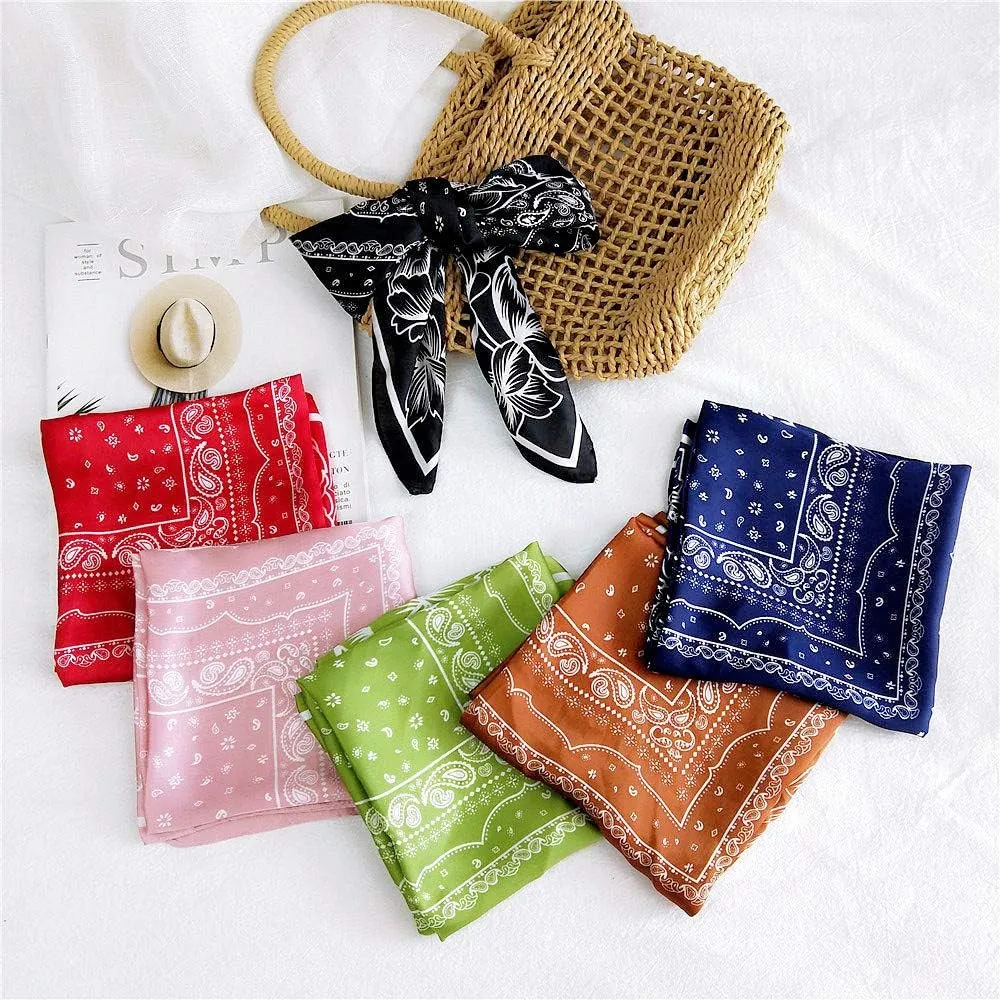 WENLOOY Square Satin Silk Feeling Hair Scarf Headscarf for Women/Men's Necktie Silk Bandanas Pocket Square