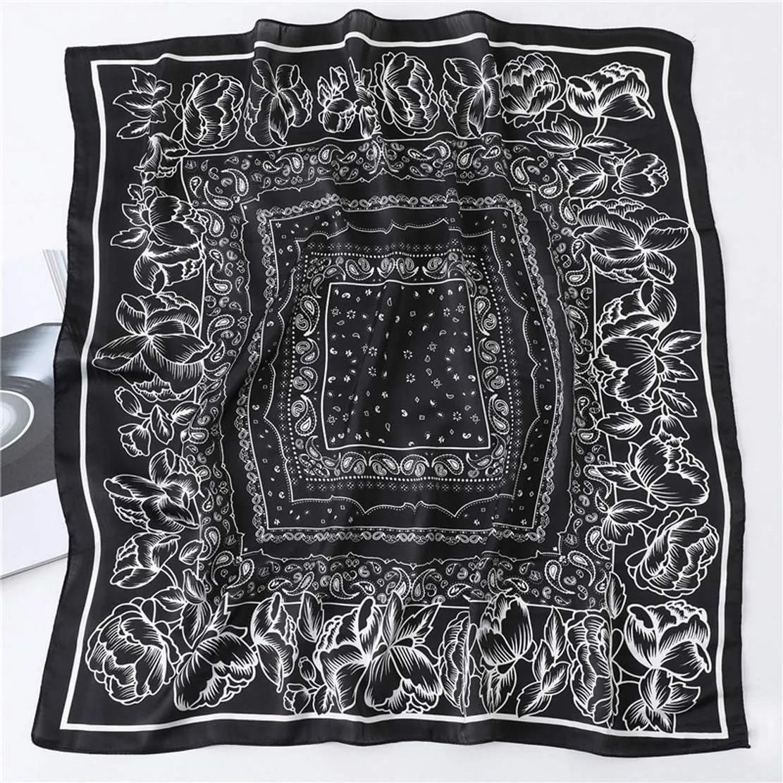 WENLOOY Square Satin Silk Feeling Hair Scarf Headscarf for Women/Men's Necktie Silk Bandanas Pocket Square