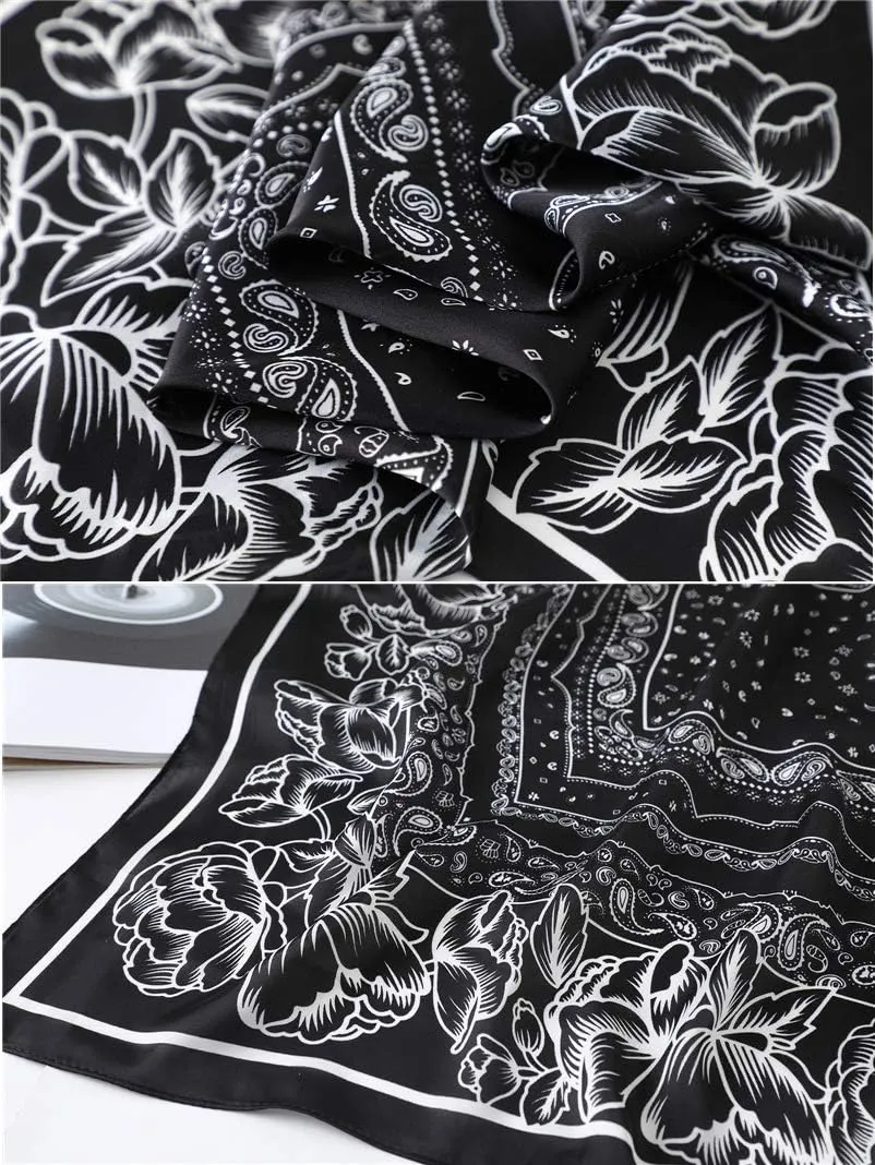 WENLOOY Square Satin Silk Feeling Hair Scarf Headscarf for Women/Men's Necktie Silk Bandanas Pocket Square