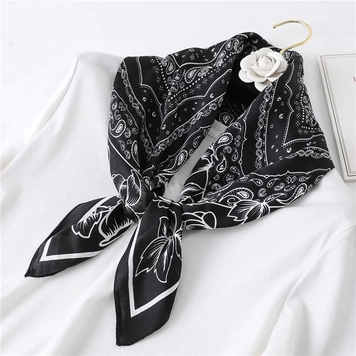 WENLOOY Square Satin Silk Feeling Hair Scarf Headscarf for Women/Men's Necktie Silk Bandanas Pocket Square