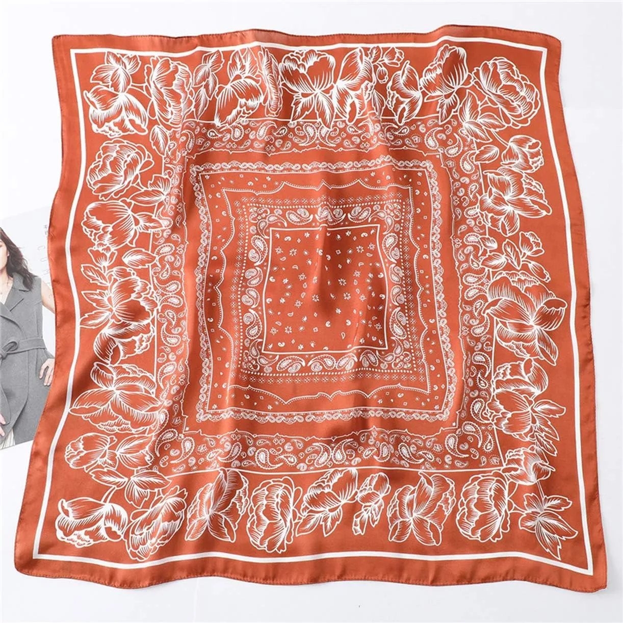 WENLOOY Square Satin Silk Feeling Hair Scarf Headscarf for Women/Men's Necktie Silk Bandanas Pocket Square