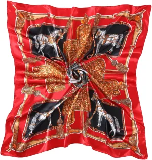 Women's 35" Satin Square Silk Like Hair Scarves and Wraps-Square Silk Head Scarf for wrapping hair