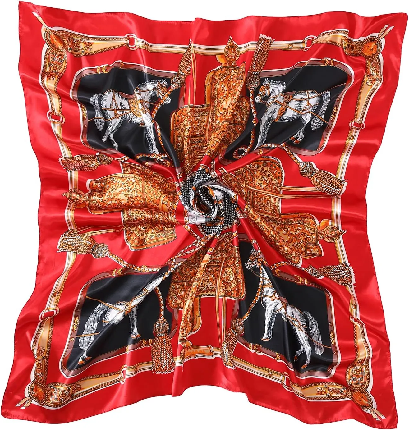 Women's 35" Satin Square Silk Like Hair Scarves and Wraps-Square Silk Head Scarf for wrapping hair