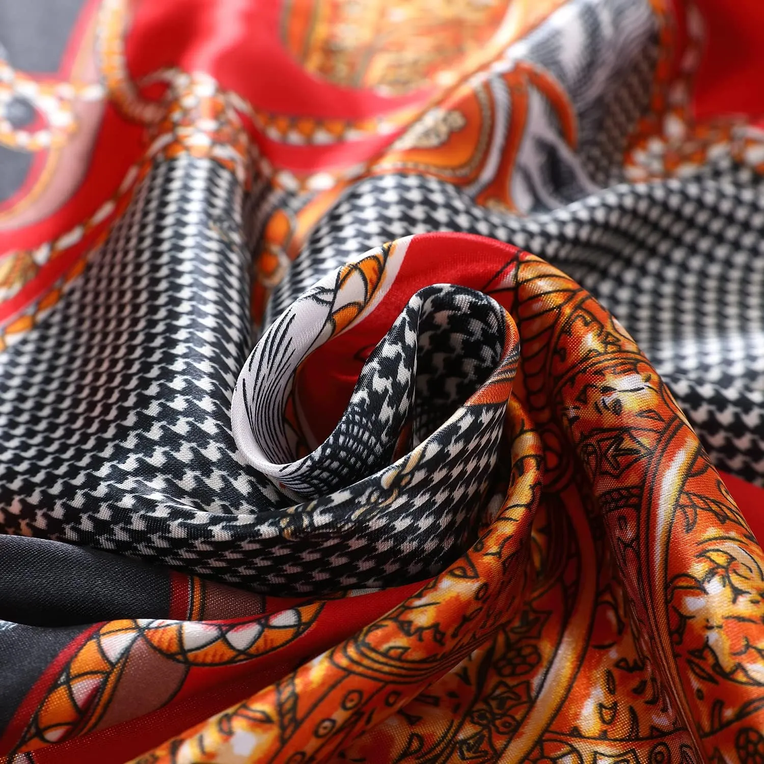 Women's 35" Satin Square Silk Like Hair Scarves and Wraps-Square Silk Head Scarf for wrapping hair