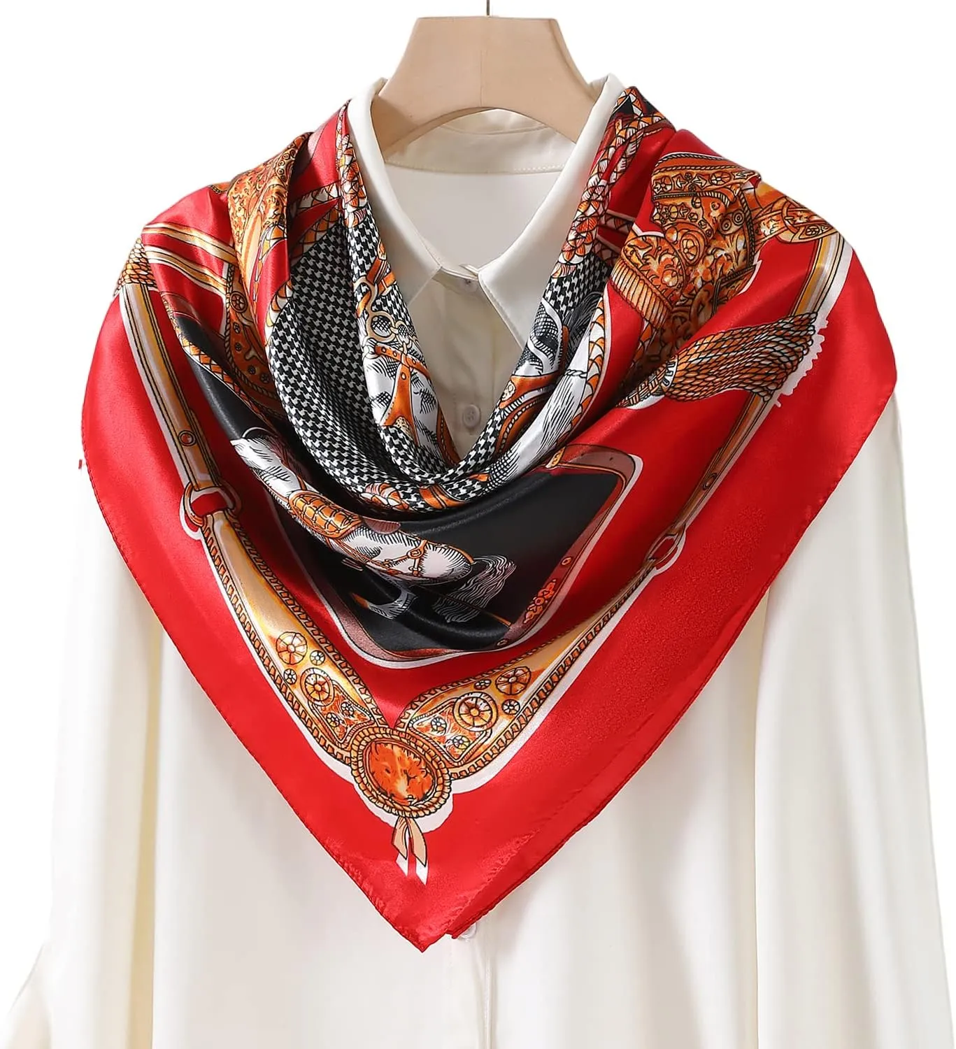 Women's 35" Satin Square Silk Like Hair Scarves and Wraps-Square Silk Head Scarf for wrapping hair