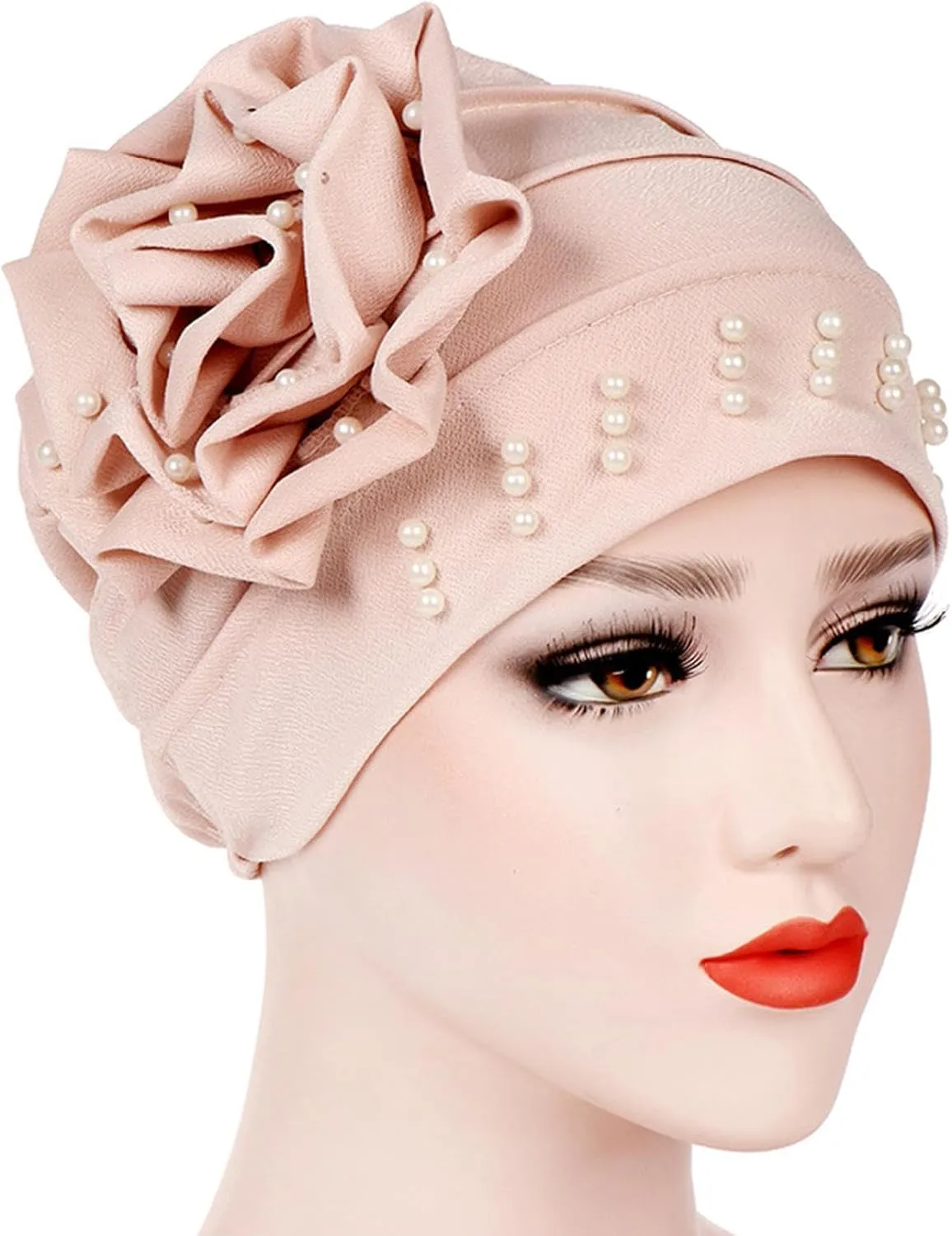 Women's Turban Flower Caps Chemo Headwear Cap Vintage Soft Turbans Beanies Headscarf Elastic Headwrap Hat