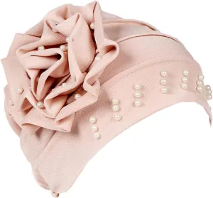 Women's Turban Flower Caps Chemo Headwear Cap Vintage Soft Turbans Beanies Headscarf Elastic Headwrap Hat