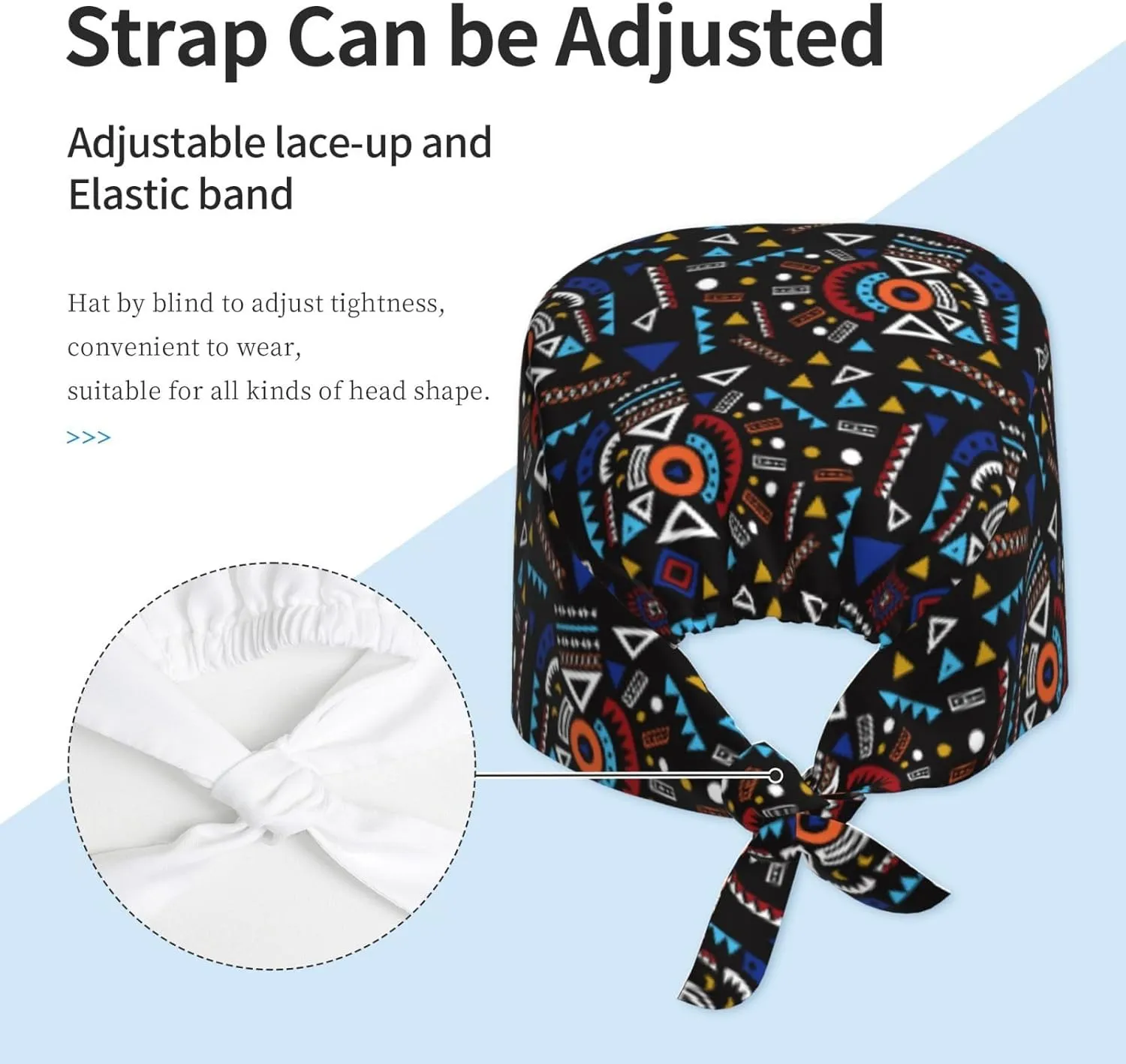 Working Cap Scrub Cap with Sweatband Adjustable Unisex Women Tie Back Hat Nurse Surgical Caps