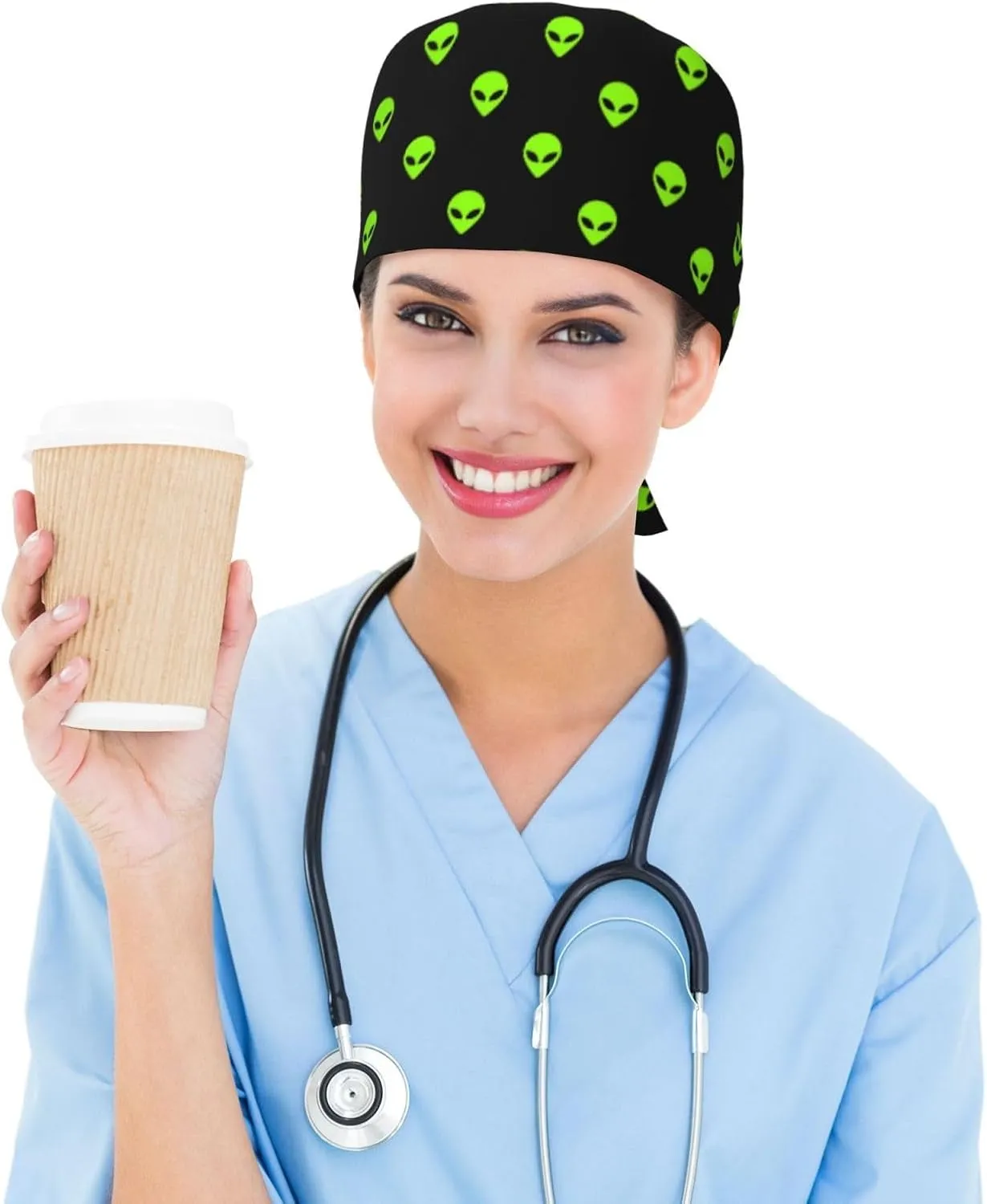 Working Cap Scrub Cap with Sweatband Adjustable Unisex Women Tie Back Hat Nurse Surgical Caps